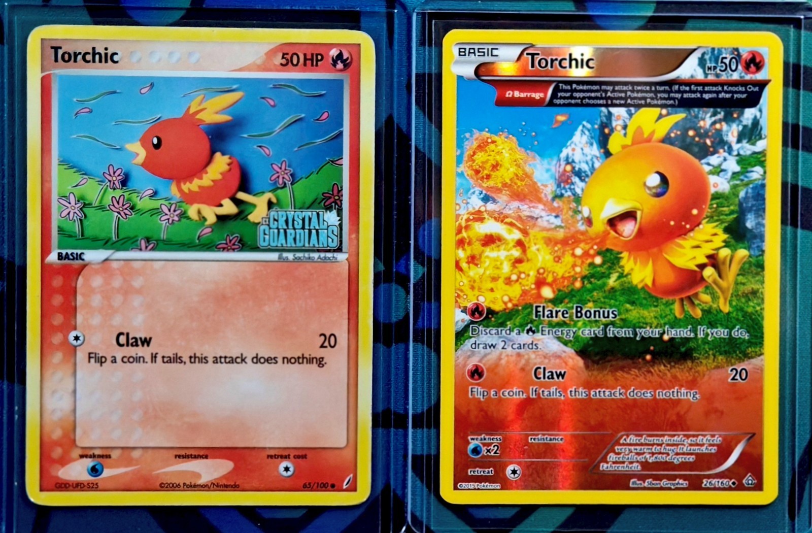 Pokemon TORCHIC Crystal Guardians Reverse-Holo & TORCHIC Ω Primal Clash Rev-Holo