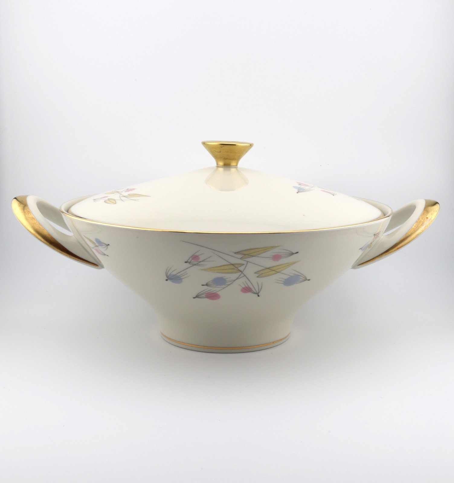 Vintage Edelstein Bavaria Covered Tureen w/Lid Gold Trim Floral Porcelain German