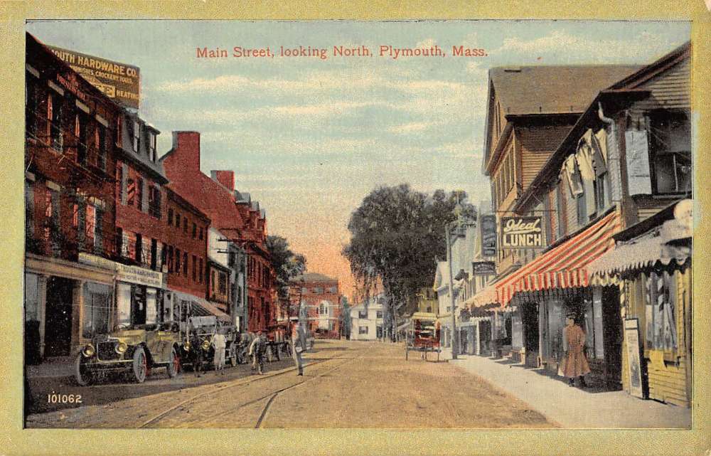 Plymouth Massachusetts Main Street Scene Historic Bldgs Antique Postcard K69428