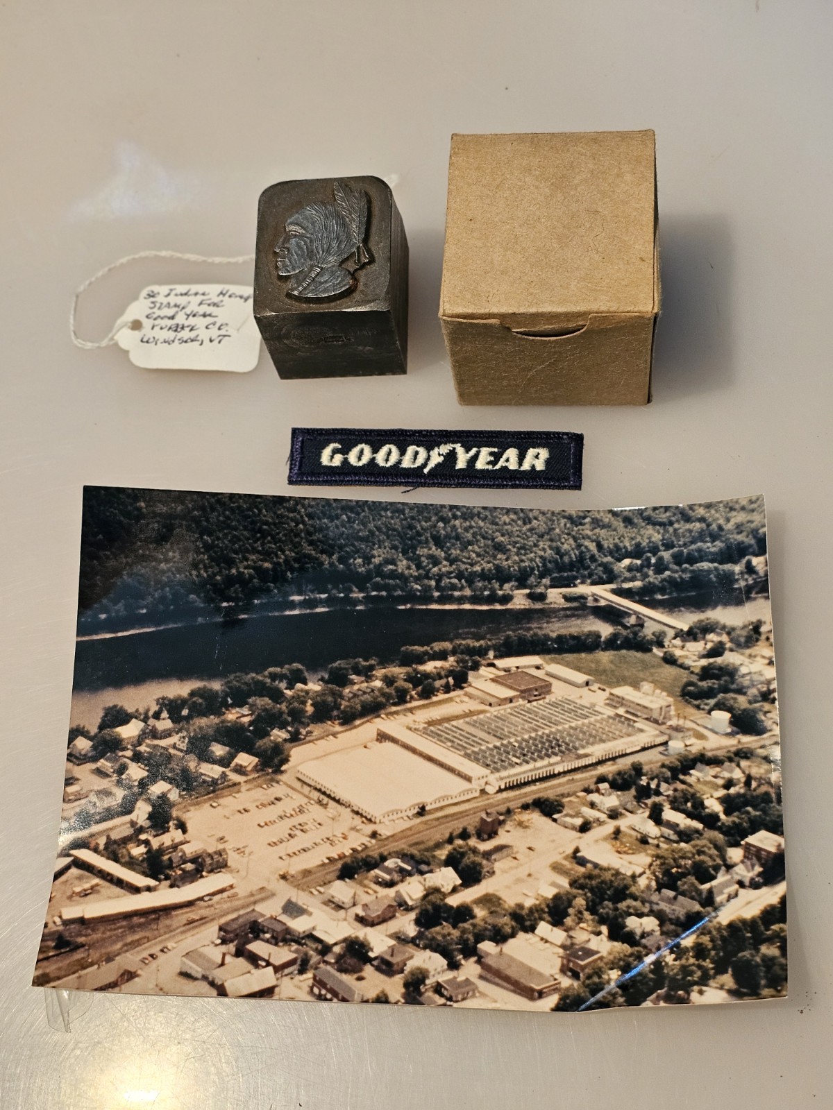 Vntg Goodyear Windsor VT Factory Archive Indian Chief Shoe Heel Die Stamp, Photo