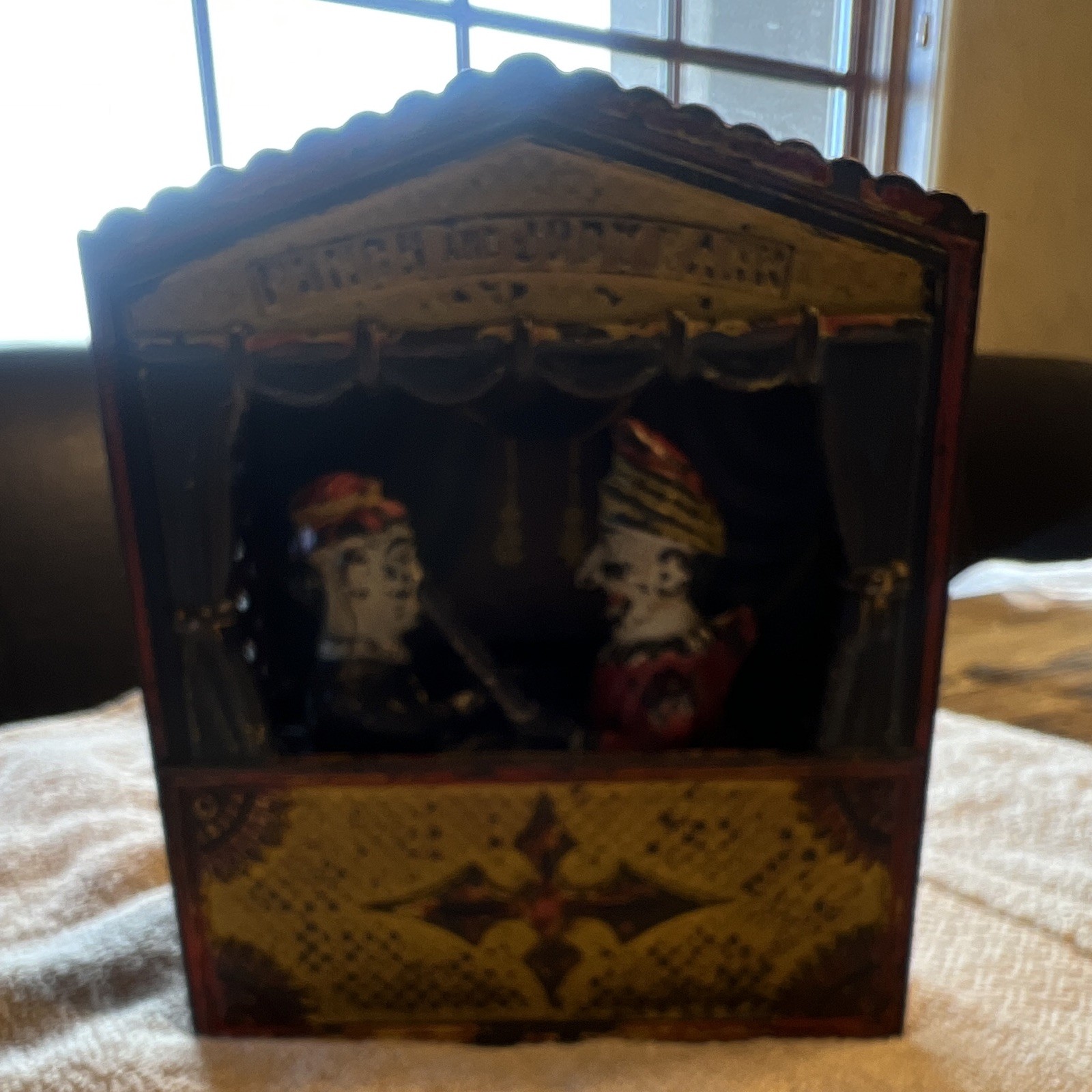 Vintage 1884 Shepard hardware co punch & Judy cast iron mechanical bank