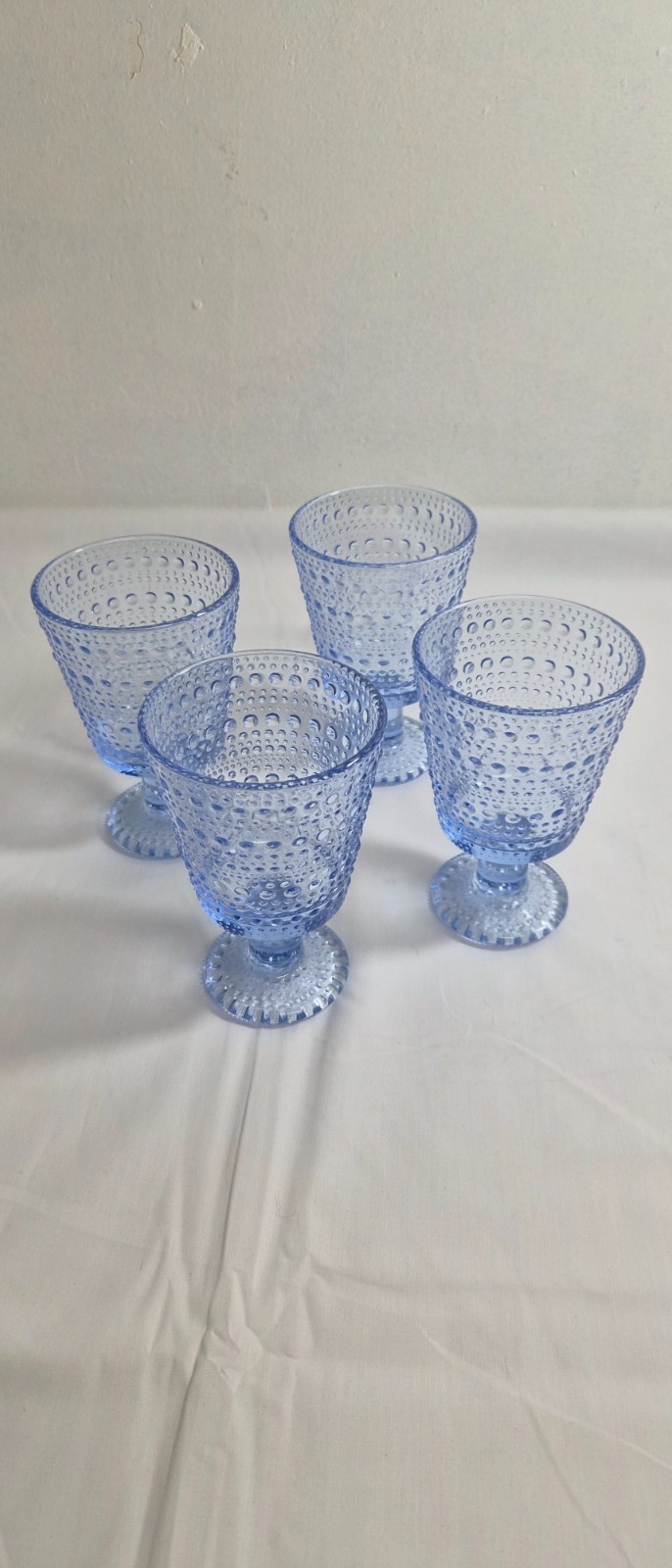 Vintage Littala Kastehelmi universal glass set of 4 in blue