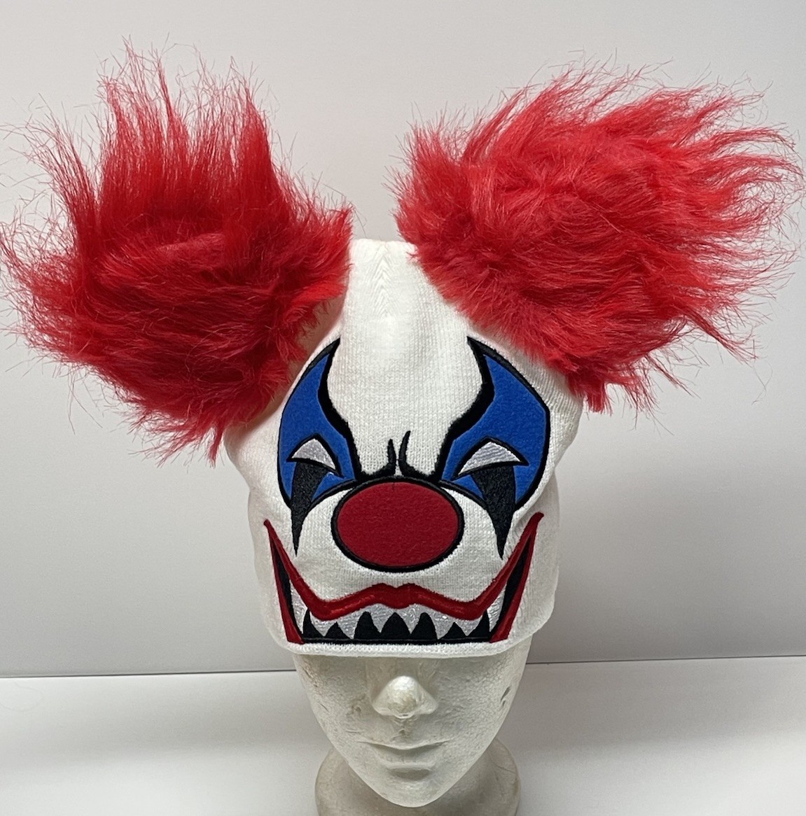 Vtg Evil Clown Embroidered Beanie Scary Killer Eyes RARE “Fright Fest” Costume