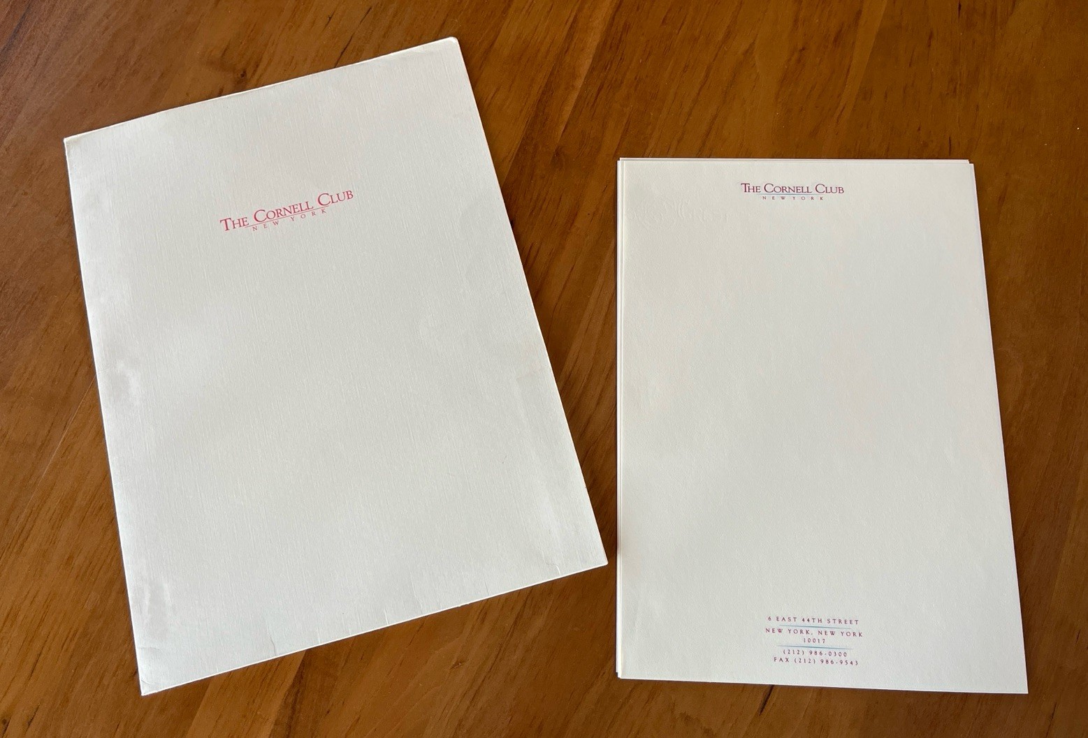 Cornell Club New York Stationery Folder 4 Sheets Ivy League Hotel Club Ephemera