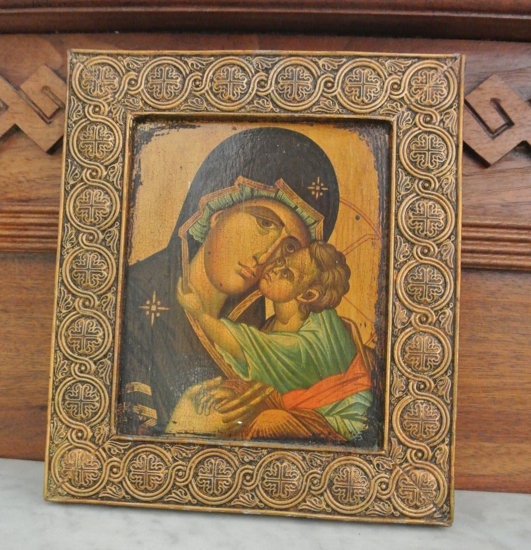 Vintage Print of a Lady Child in a Vintage Resin Frame