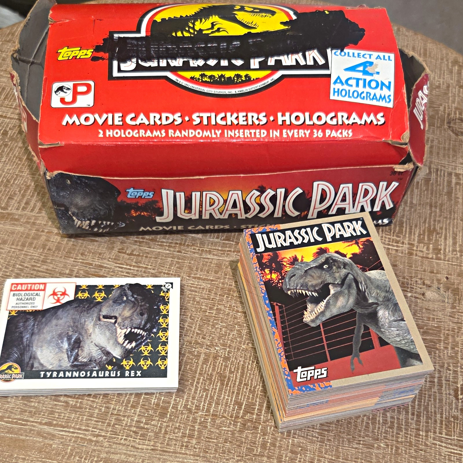 1992 Topps Jurassic Park Movie Cards complete 88 set and 11 stickers with box