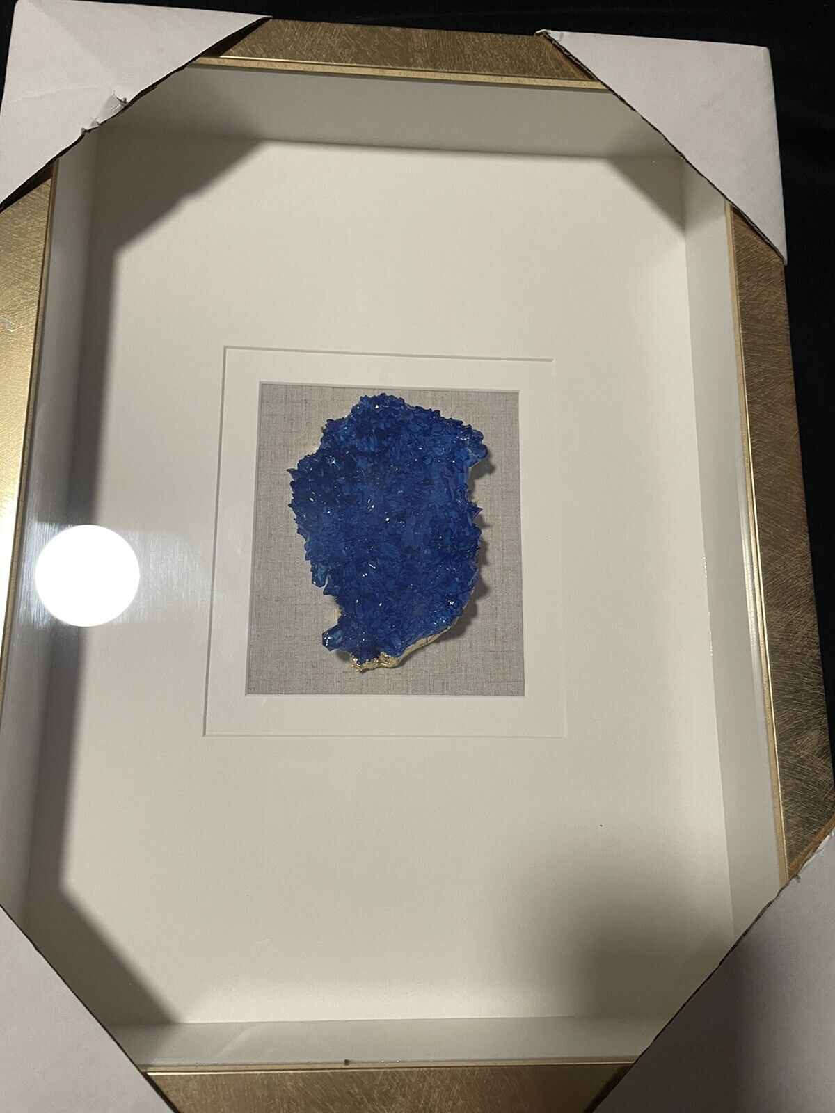 Jamie Young Natural Crystal In Golden Frame Shadow Box