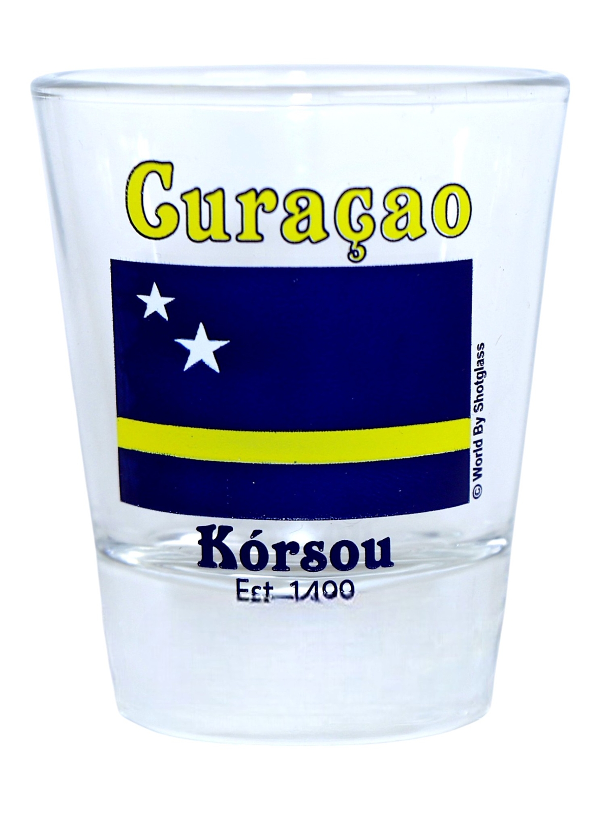 CURACAO (NETHERLANDS ANTILLES) FLAG SHOT GLASS SHOTGLASS