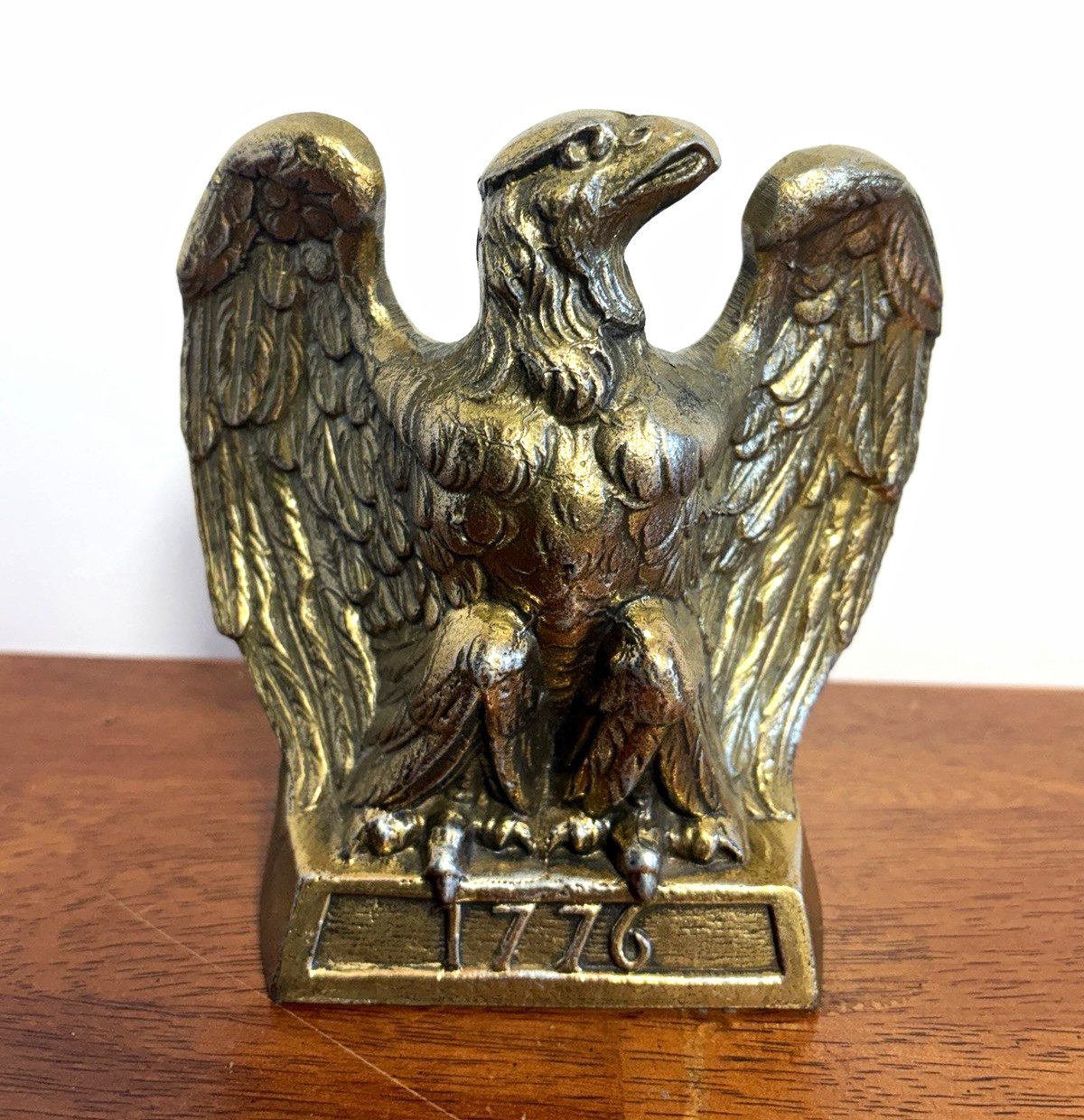 Vintage 1776 Brass Bald Eagle Bookend American Patriotic Federal Decor