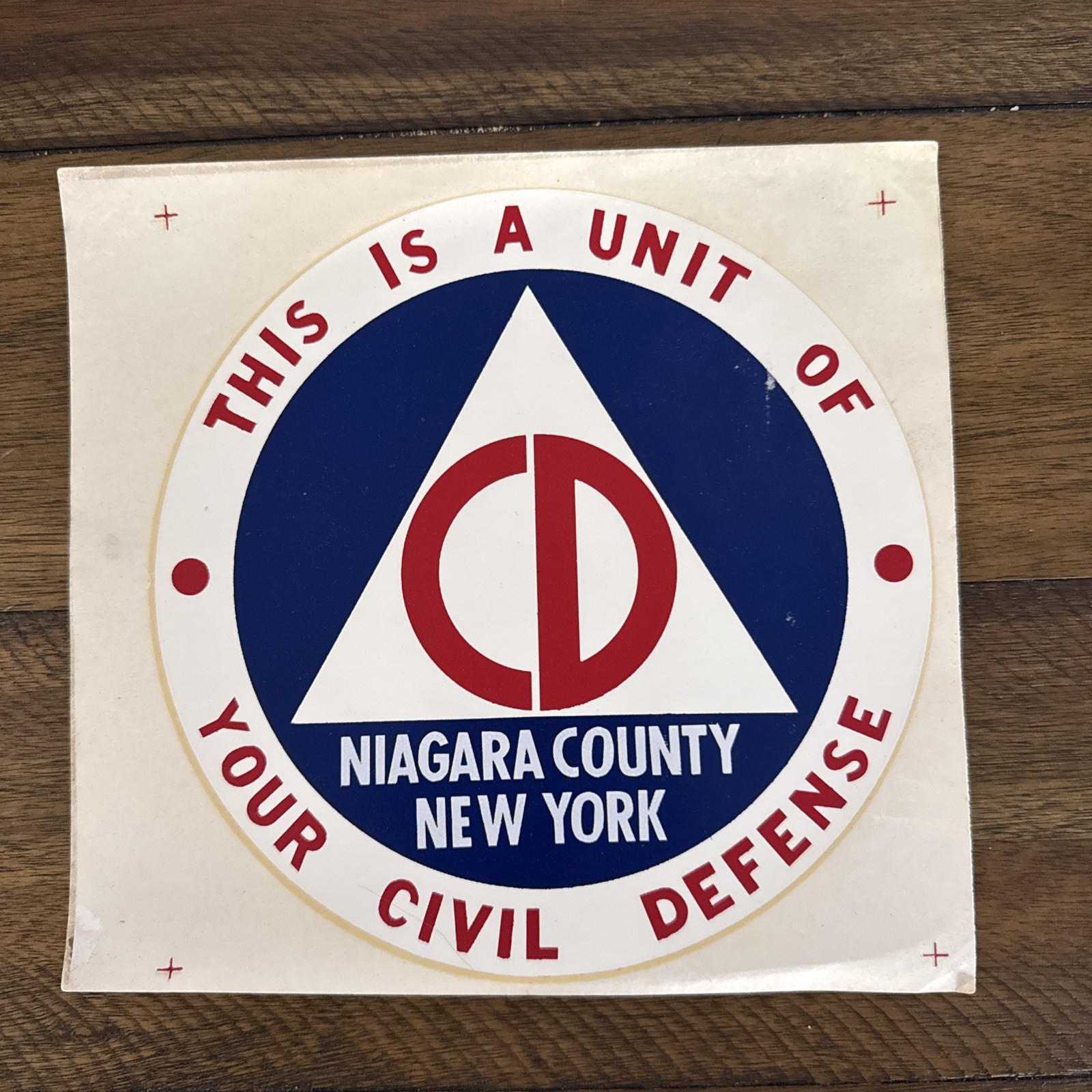 Vintage Civil Defense Unit Decal Niagara County NY Rare NOS Never Used Vintage Civil Defense Unit Decal Niagara County NY Rare NOS Never Used