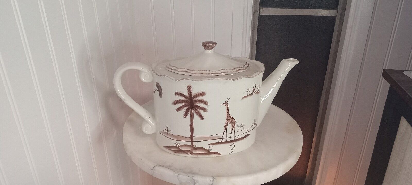 Style Eyes Baum Bros Elephant/Giraffe Teapot Tea Pot Animal Landscape 8 Cup 12x8