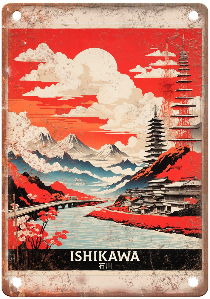 Vintage Ishikawa Japan Retro Look Travel Poster Metal Sign T3245