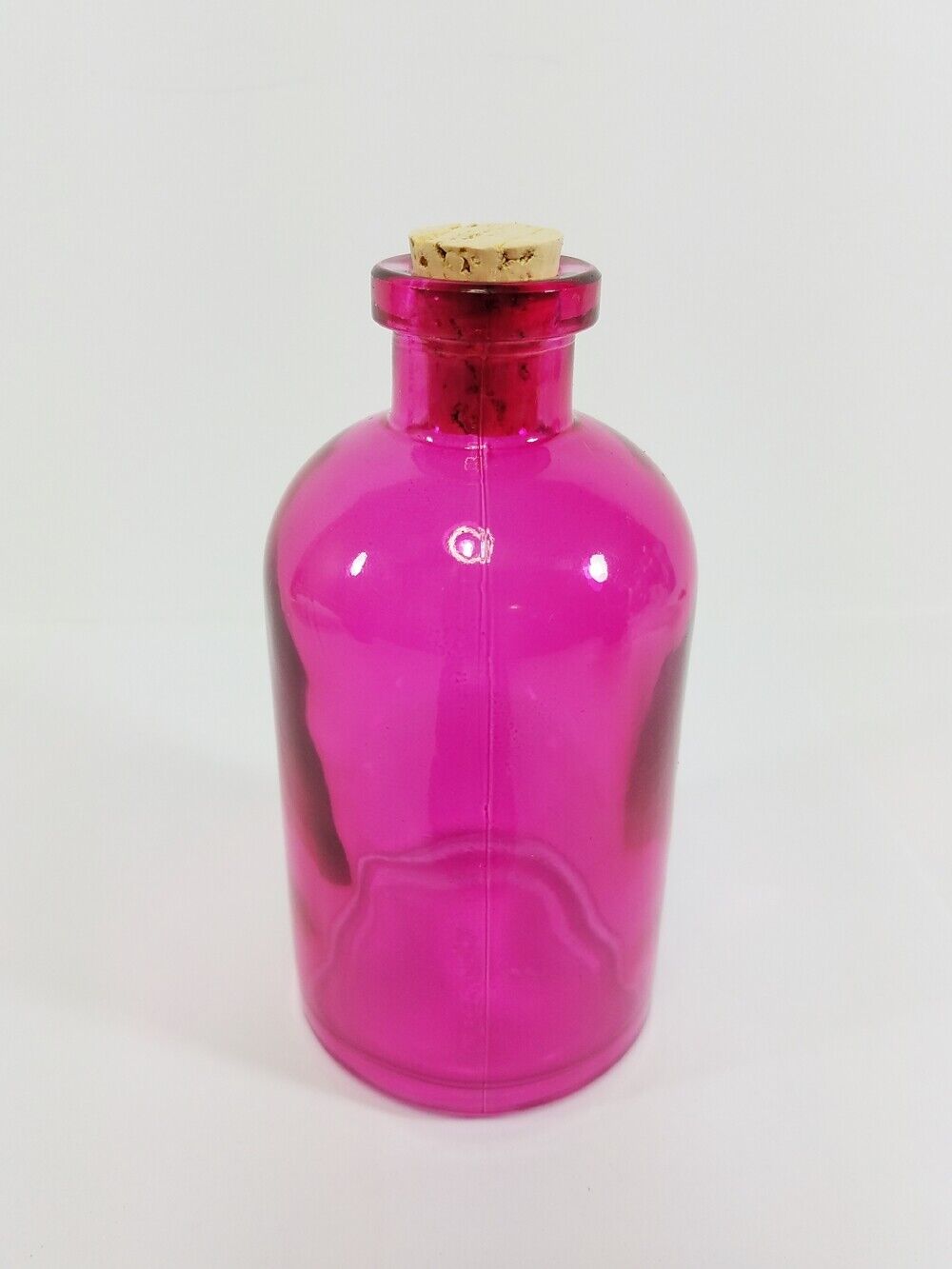 Purple Fuchsia Colored Glass Vintage Style Apothecary Jar Height 5.5 in