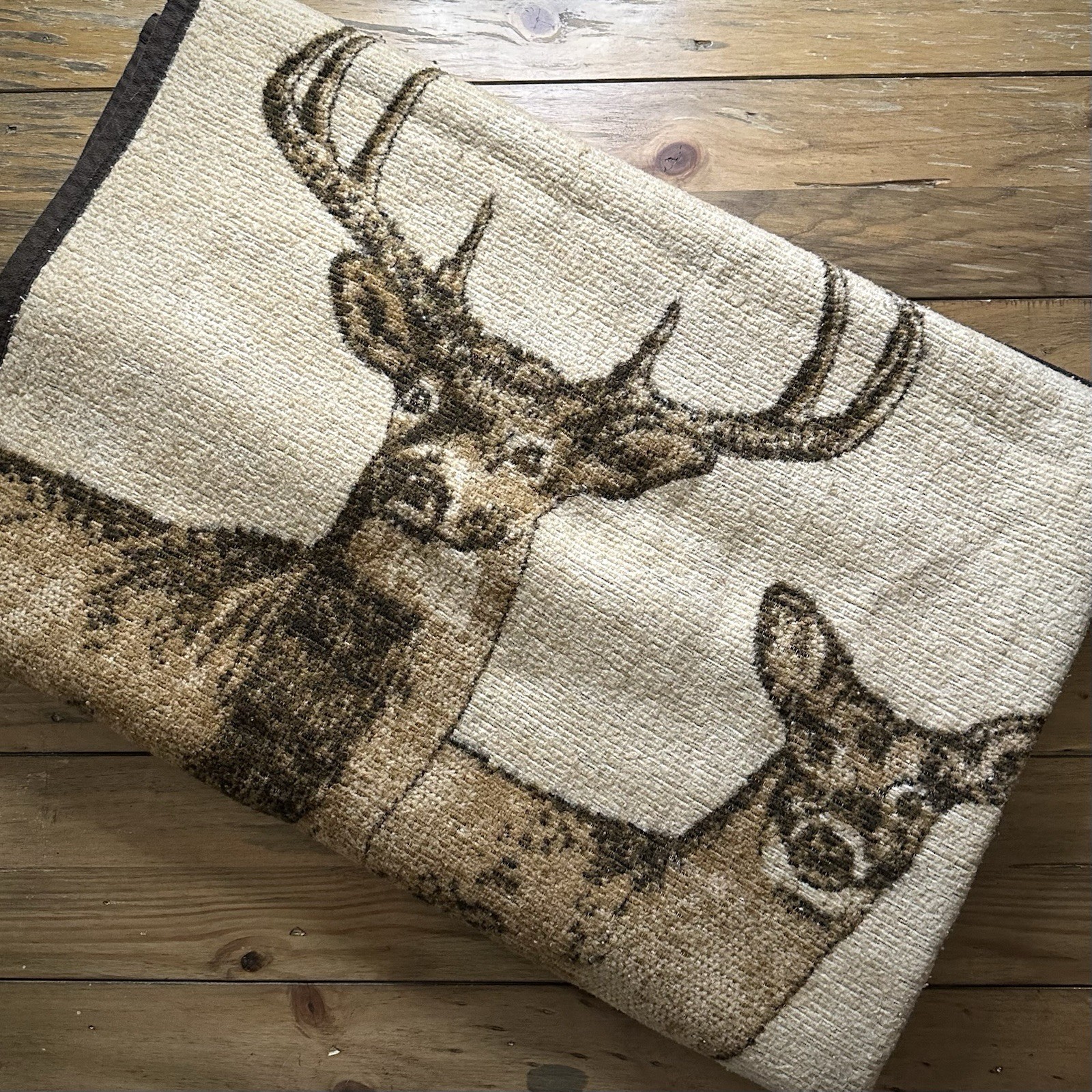 Vintage Fall Biederlack Whitetail Deer Buck Autumn Blanket Brown Cream 54\