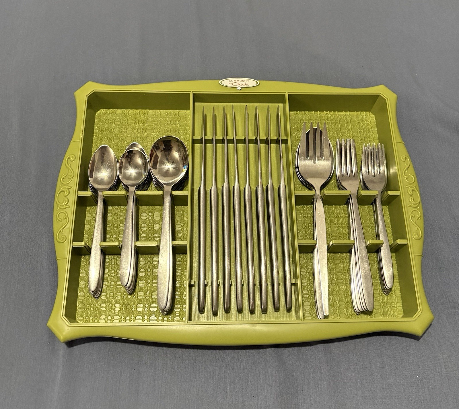 Community Stainless Oneida Flatware-48 Pieces With Oneida Flatware Tray- Vintage