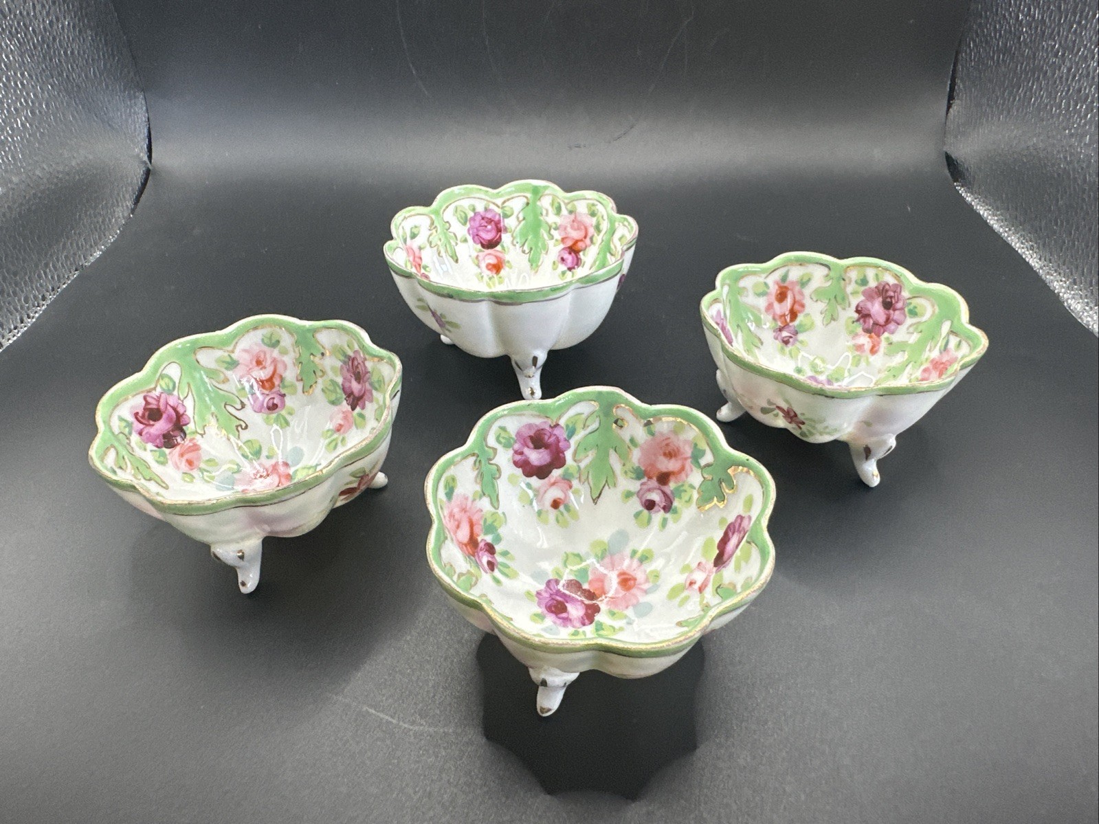 Vintage Delicate Floral Fluted Nut/ Salt Cellar Bowl -4