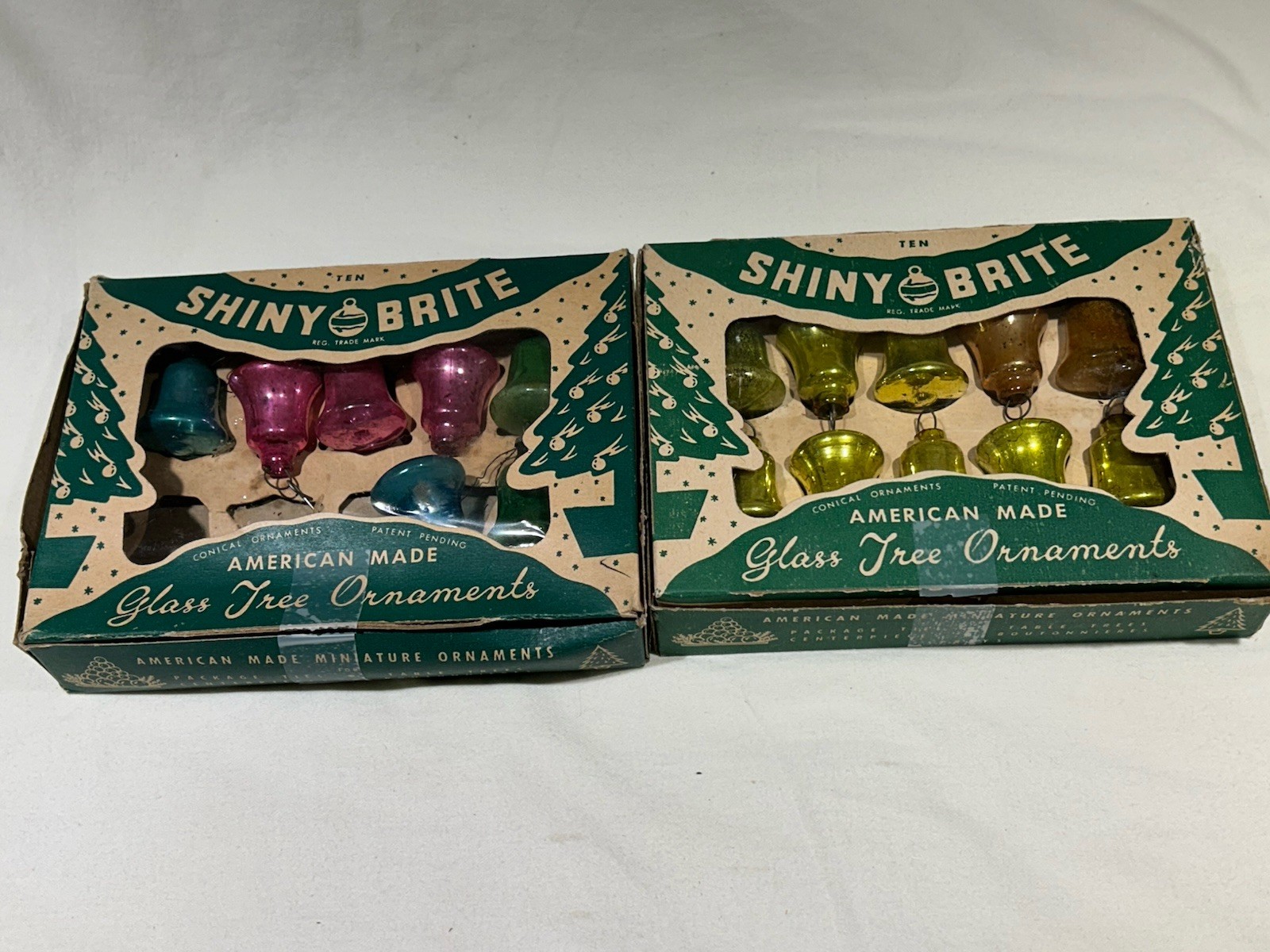 Vintage Shiny Brite 17 Mini Ornaments Small Glass Bells Feather Tree
