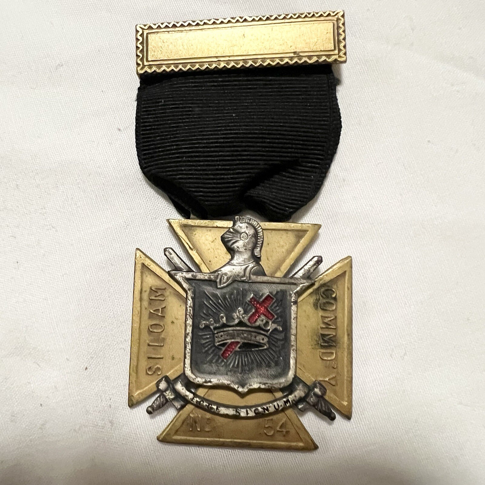 Old Knights Templar Siloam #54 Commandry Masonic Pin Medal Vintage