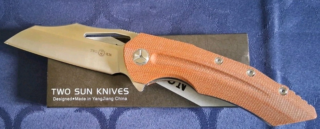 *NEW* 🔥TWO SUN - Folding Knife w/ D2 Blade & Micarta Handle (TS132)  