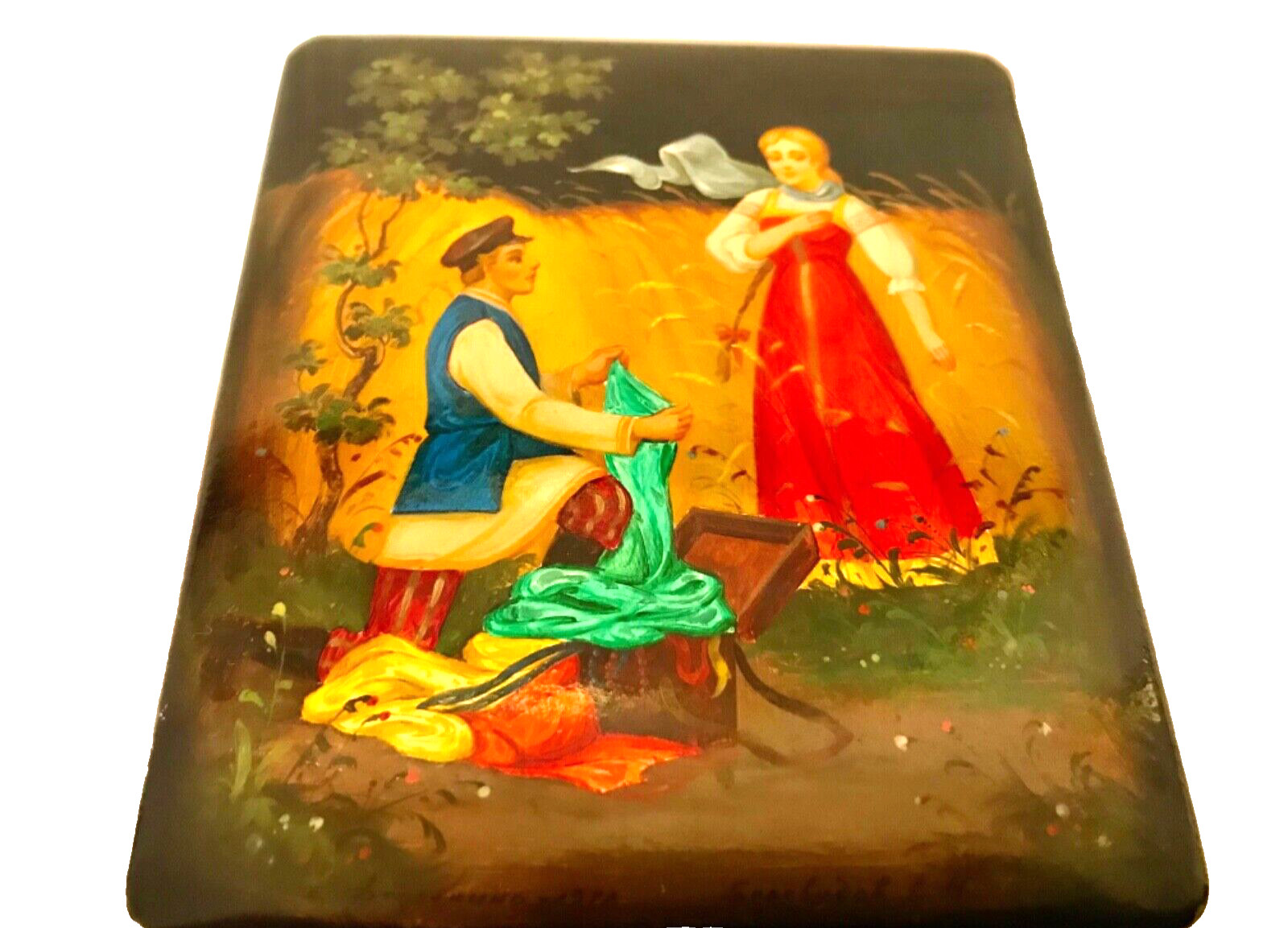 🔥AUTHENTIC USSR MOSCOW OLYMPIC GAMES 1980 FEDOSKINO LACQUER BOX 22K GOLD SIGNED