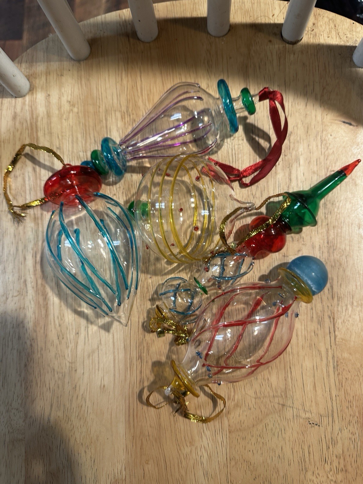 VTG Blown Glass Hand Painted Christmas Ornaments Set of 5 VTG Blown Glass Hand Painted Christmas Ornaments Set of 5