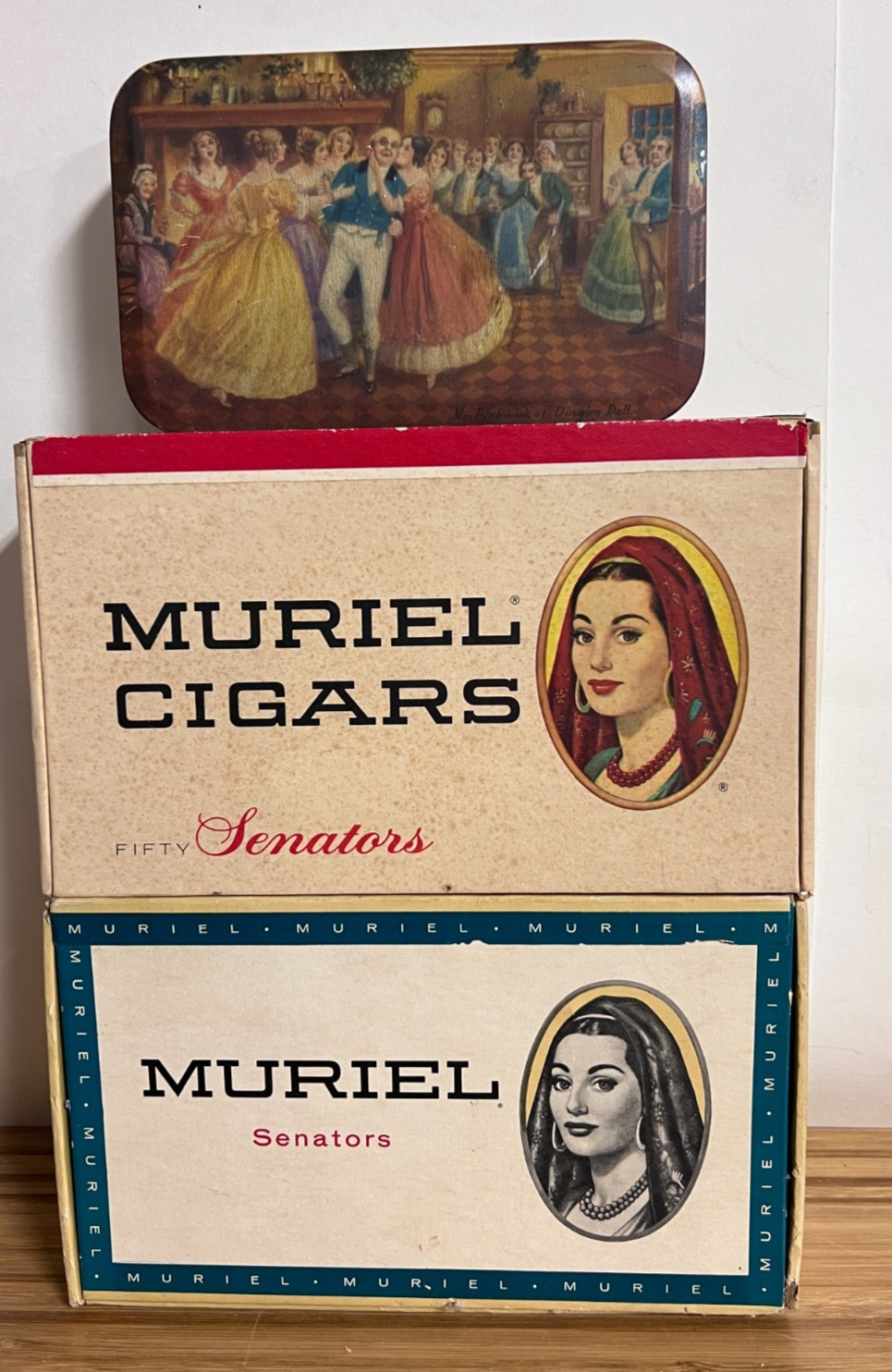 2 Vintage Muriel Vintage Cigar Boxes & a Thornes Premier Toffee Tin