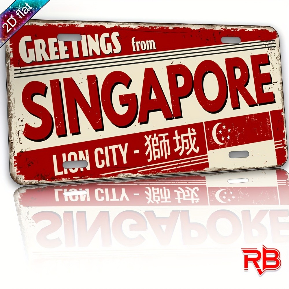 Aluminum Metal Sign Singapore Lion City Vintage 12x6 Flat License Plate Aluminum Metal Sign Singapore Lion City Vintage 12x6 Flat License Plate
