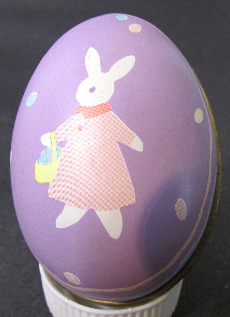 Hallmark Metal EGG CONTAINER Lavender with Stylized Bunny Girl