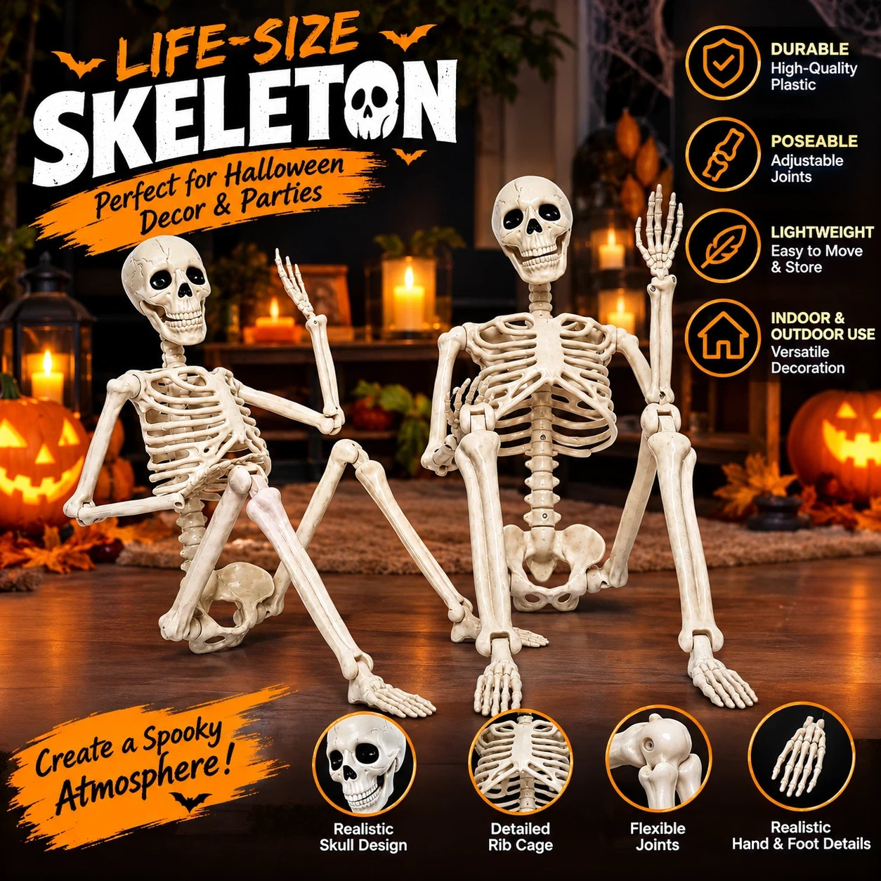 2 Pack Halloween Skeleton 40cm/15.7\