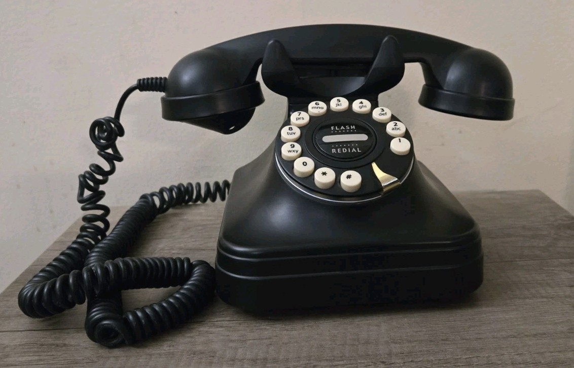 VINTAGE Grand Phone FLASH REDIAL BLACK Touch Button Retro 1950's Style