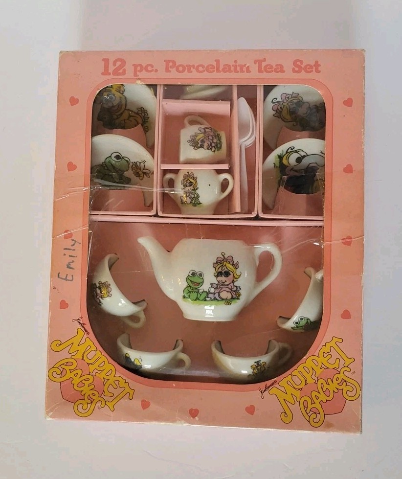 Vintage 1983 Enesco Jim Henson's Muppet Babies Porcelain Tea Set New In Box Rare
