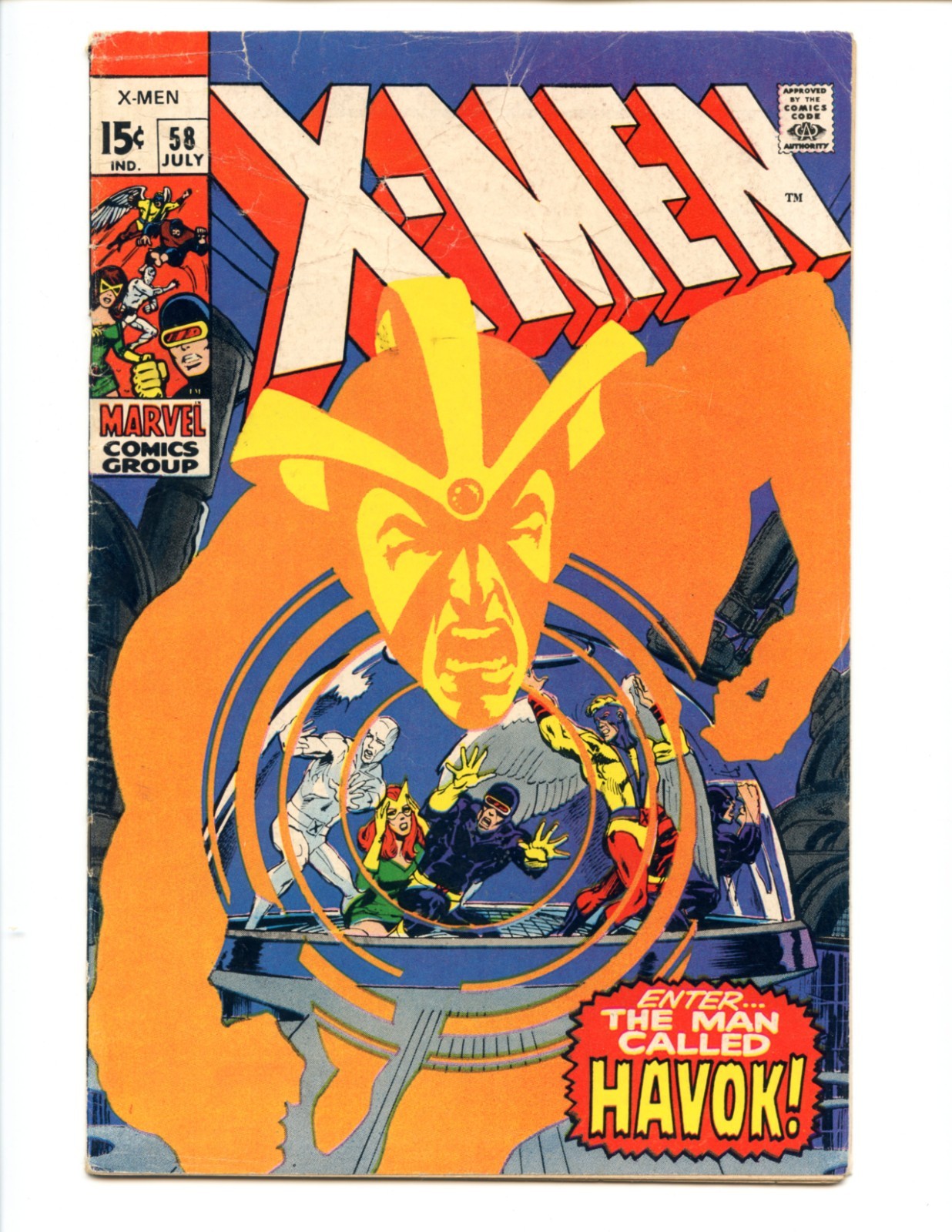 X-Men #58, 1st App. of Havok In Costume, Neal Adams Cover & Art, KEY Marvel 1969