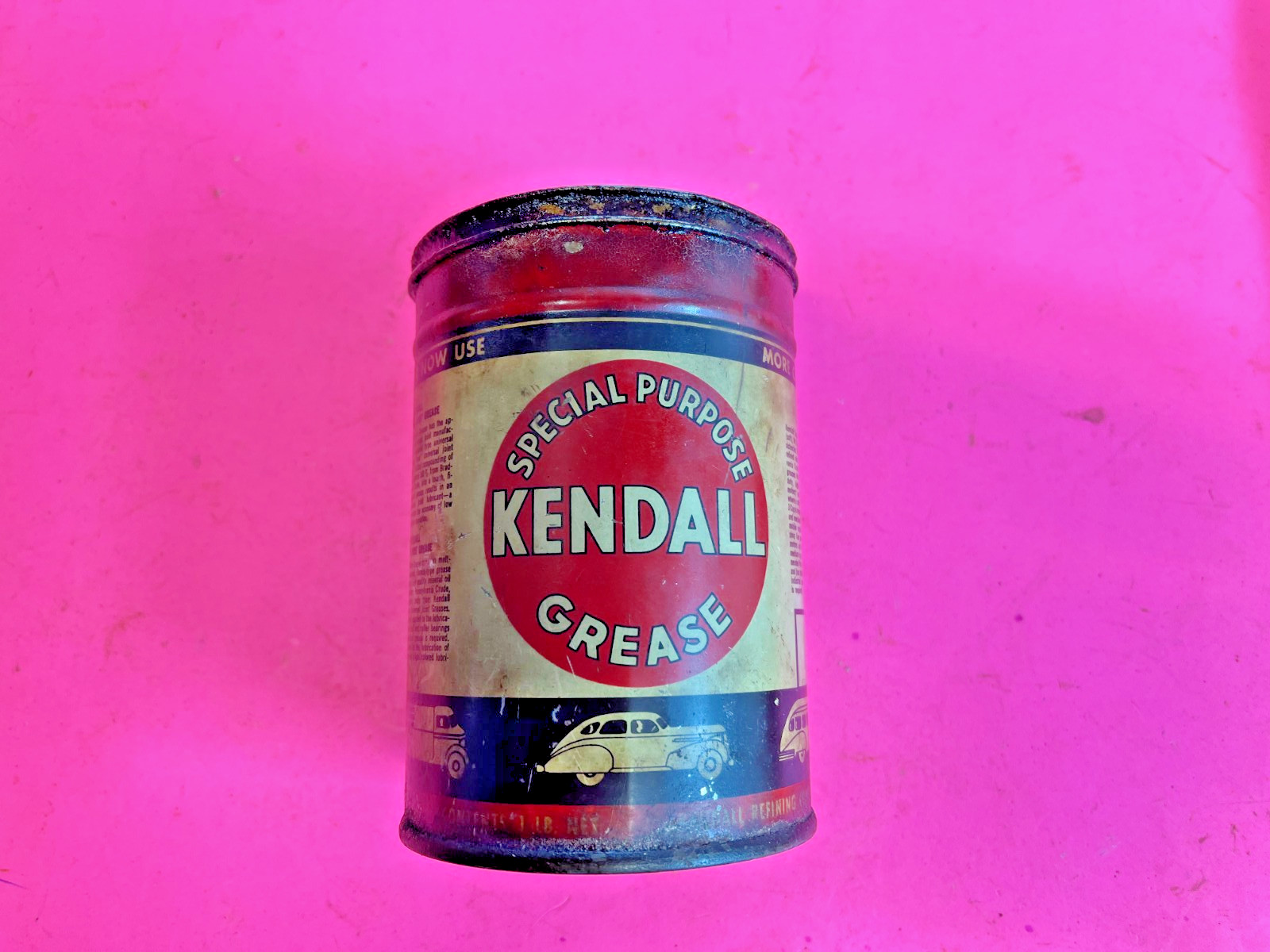 Vintage Kendall Special Purpose Grease Can 1930  ERA