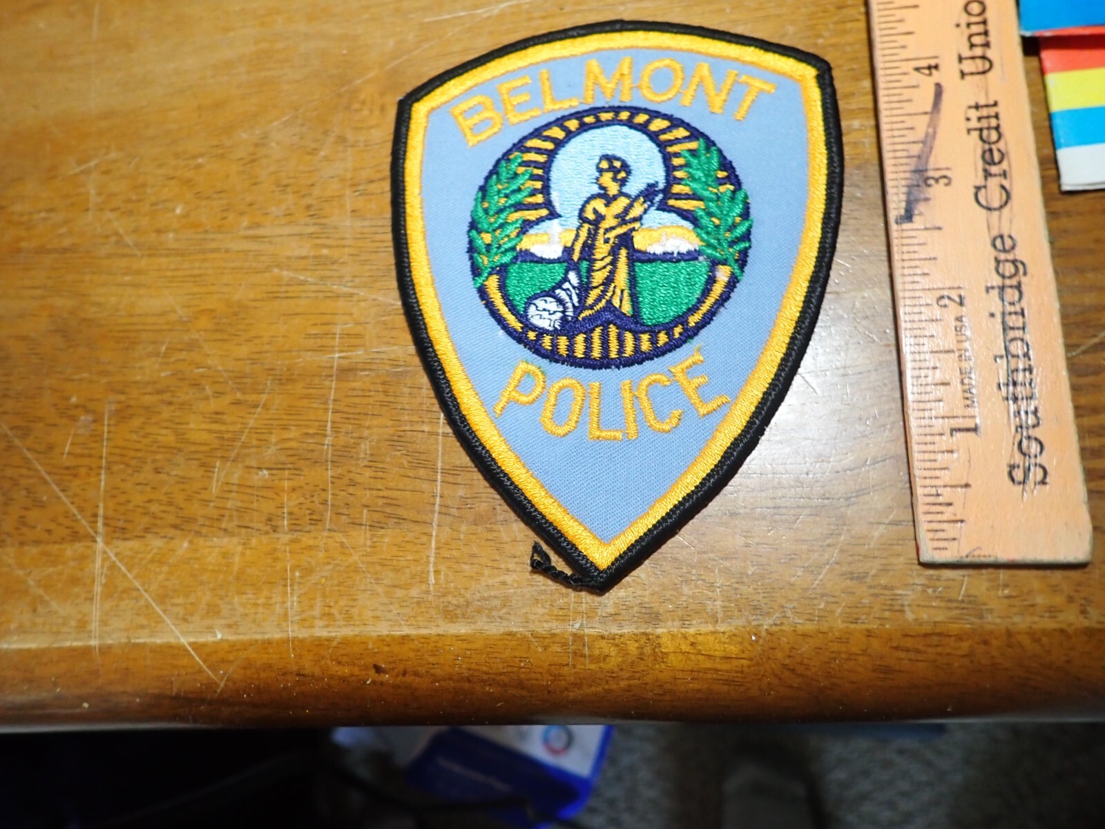 BELMONT Massachusetts POLICE collectible obsolete shoulder  PATCH BX 11#26
