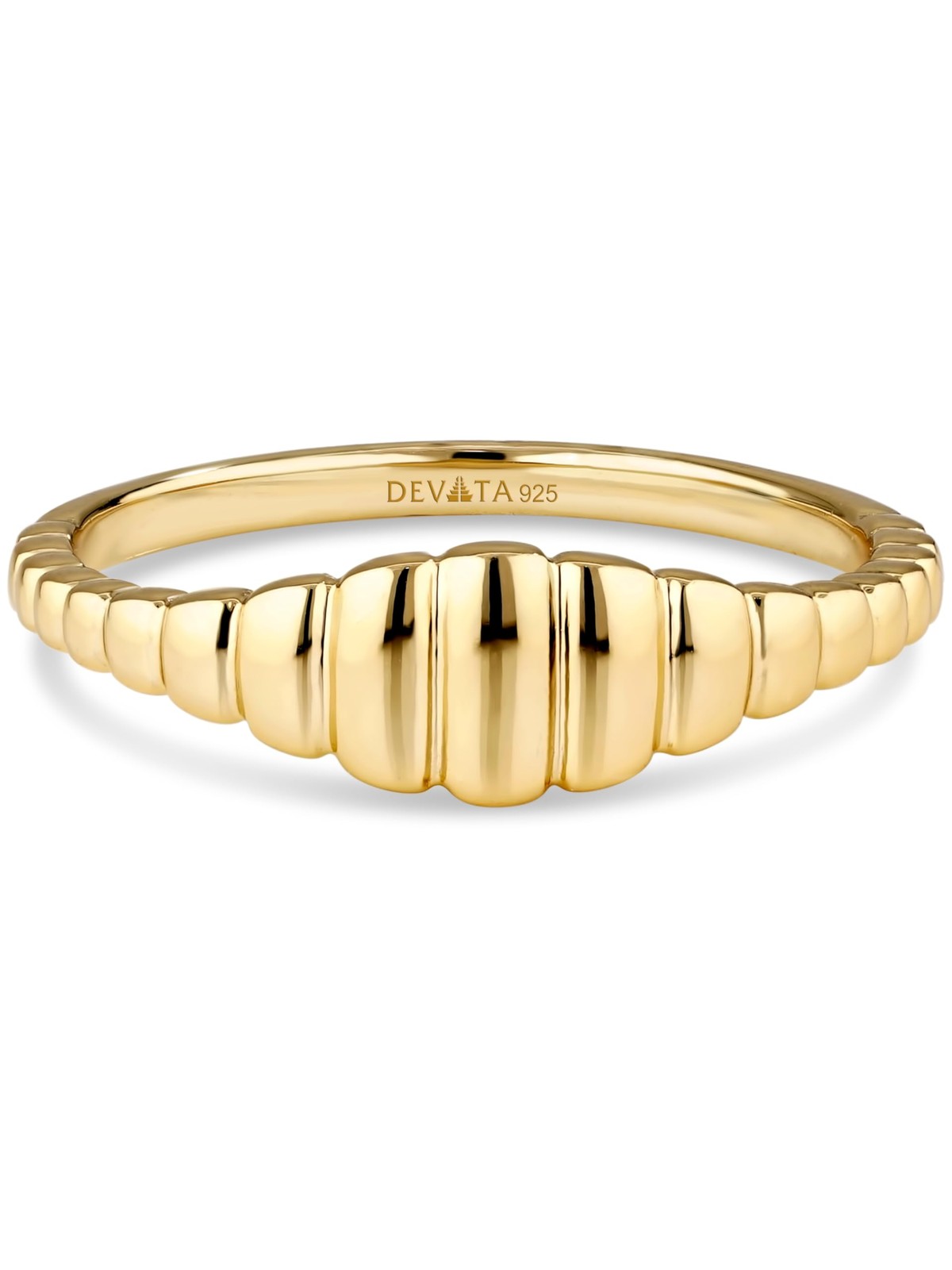 DEVATA Ribbed Ring in Gold Plated Sterling Silver 925 DRR6121 (Size 07)