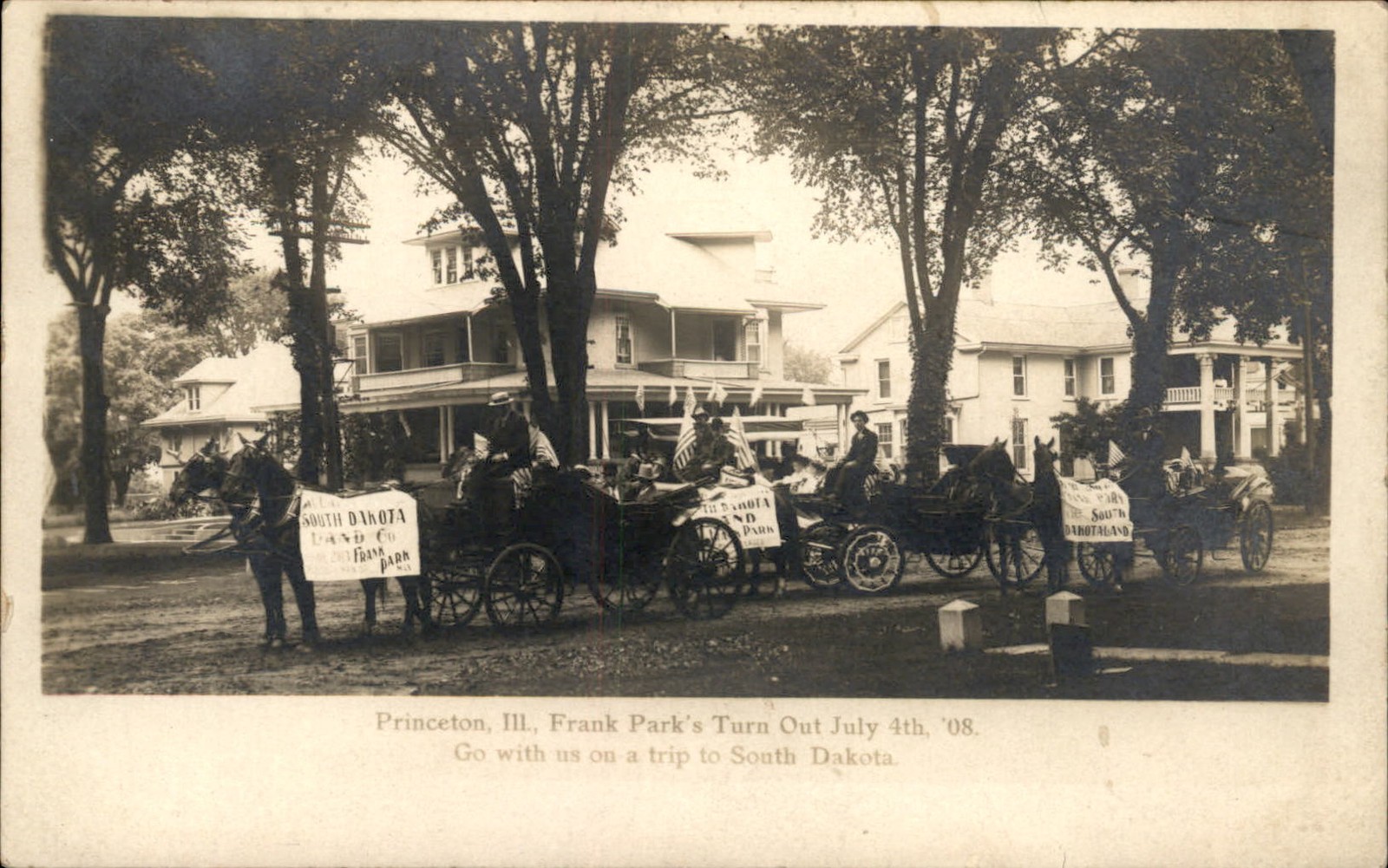 Princeton IL Land Rush Parade Azo c1900s-10s Real Photo Vintage Postcard bhn