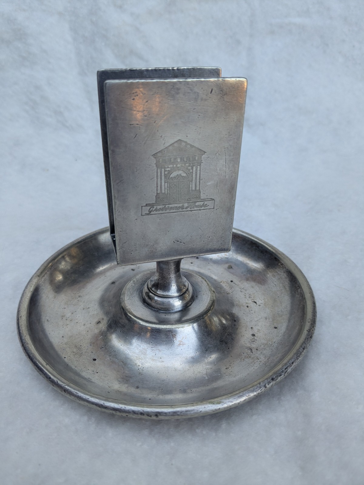 Antique Mappin & Webb Grosvenor House Hotel Silverplate Match Holder 