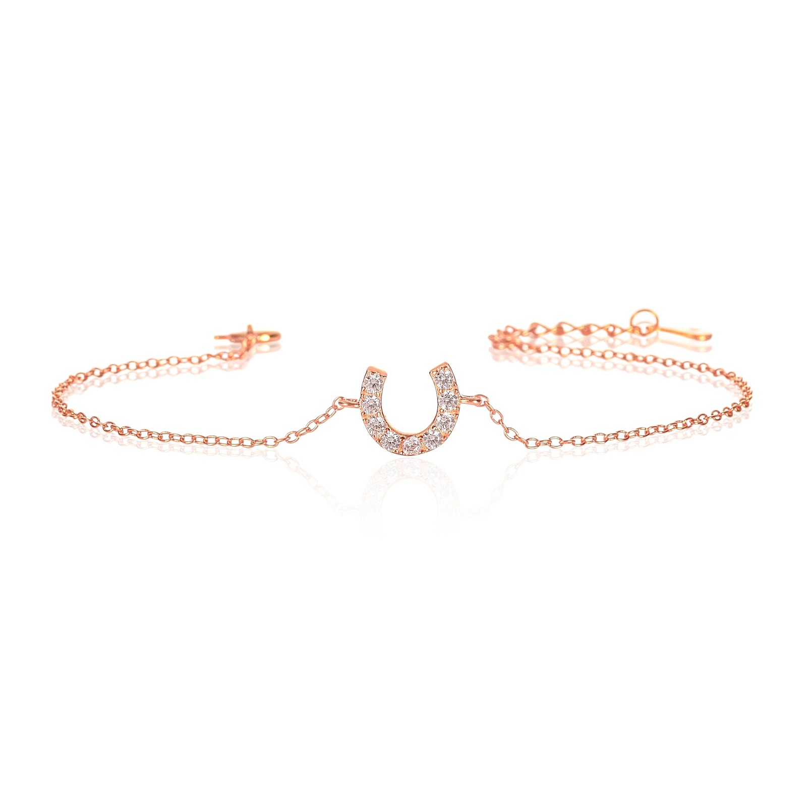 Diamond Treats Rose Gold Plated 925 Silver Lucky Horseshoe Bracelet Women