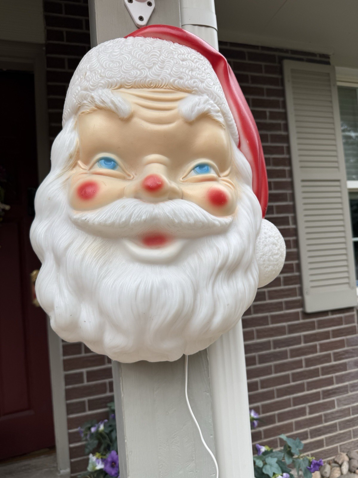 1968 Empire Blow Mold Lighted Santa Claus Head Face 17” Christmas Décor Vintage
