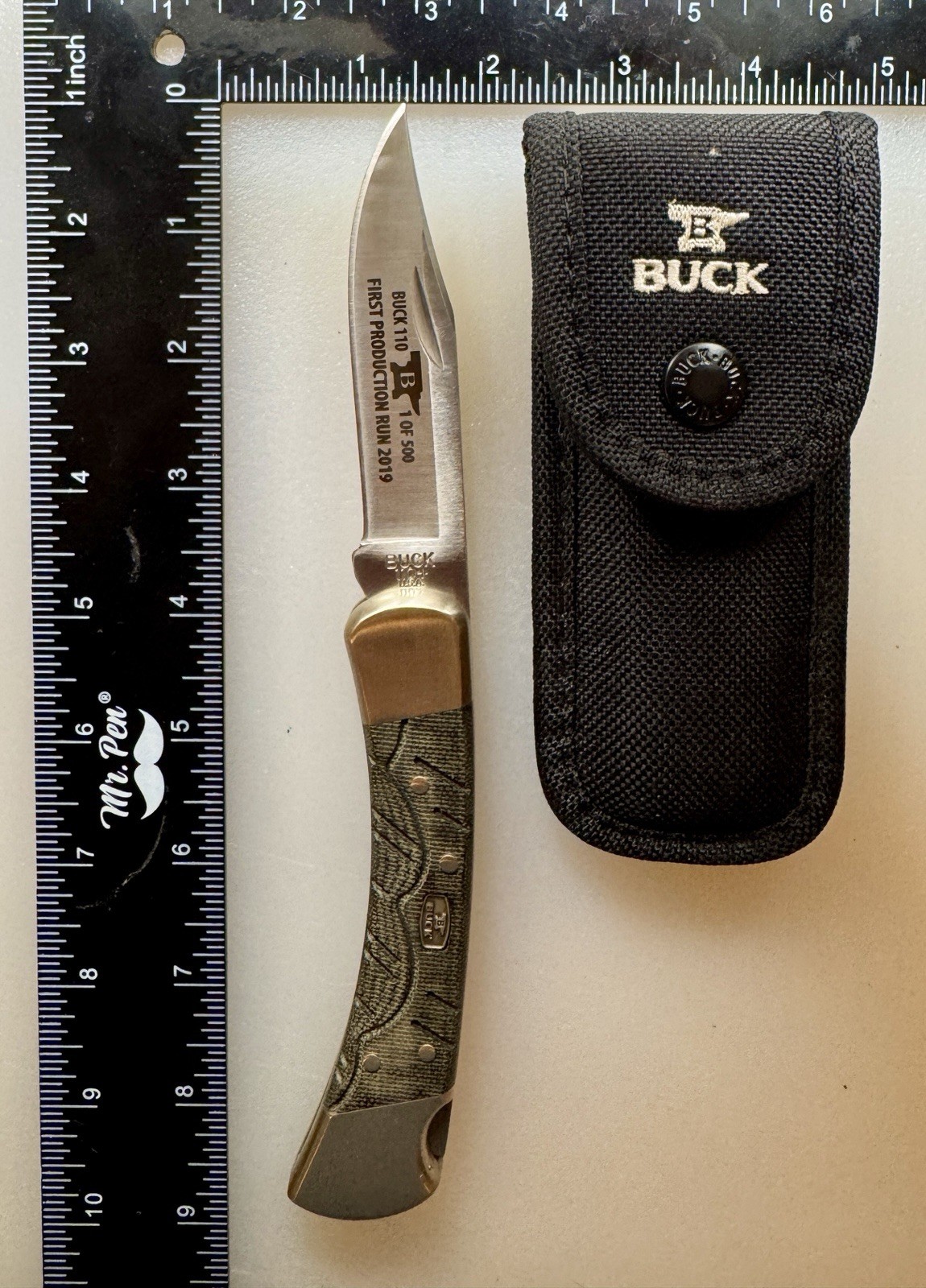 Buck 110 Folding Hunter Knife 2019 First Production Run 1 of 500 USA w/Sheath