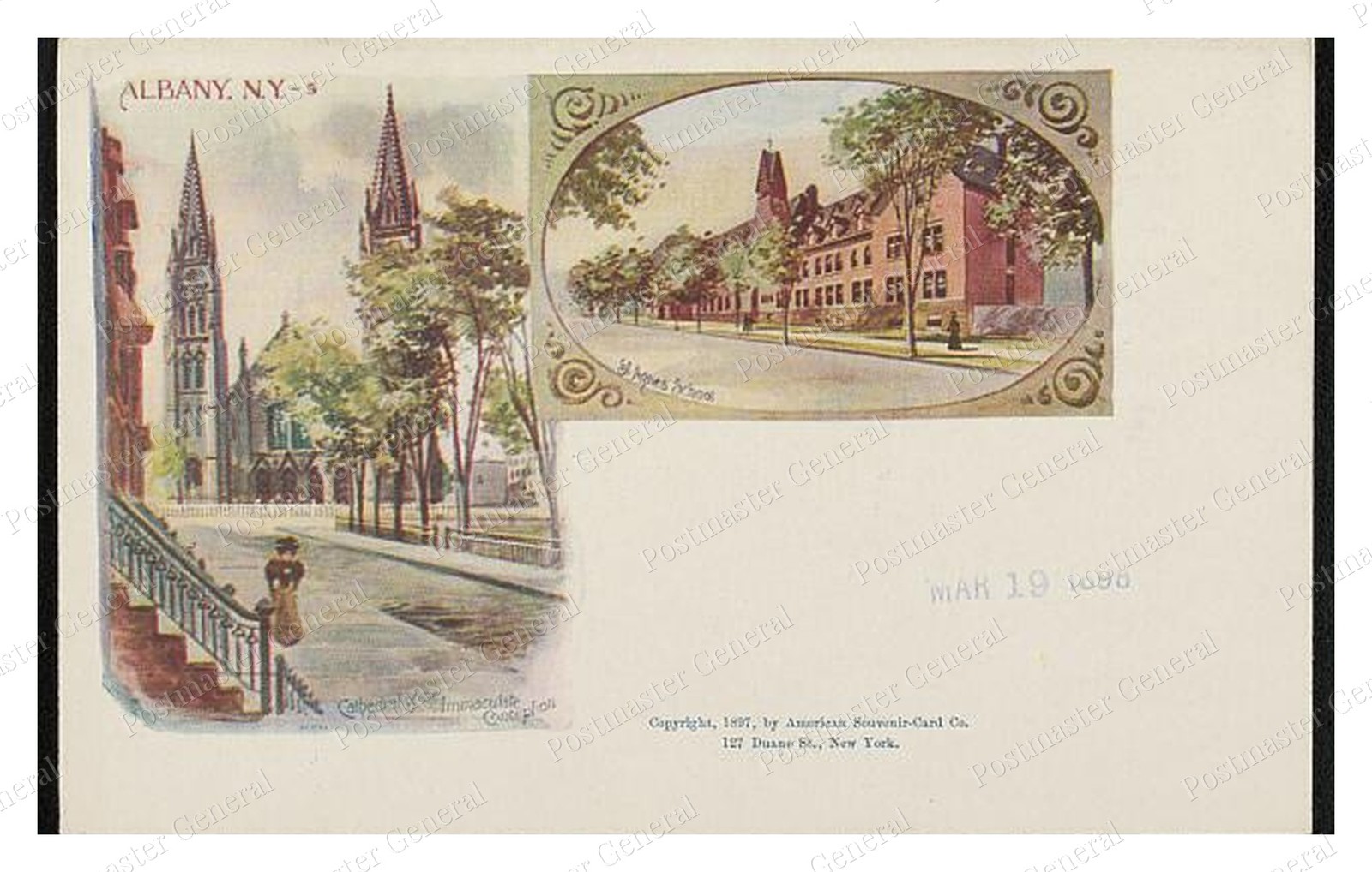 Albany New York Cathedral & School Standard Postcard COPY RPPC