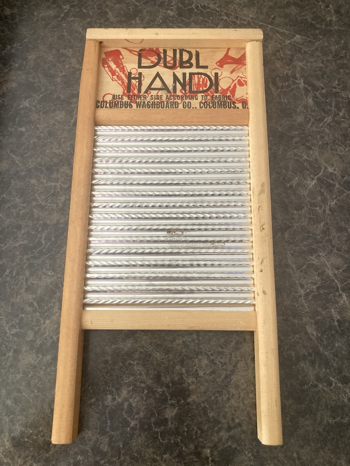 Vintage DUBL HANDI Washboard Co Columbus Ohio Wash Board 18x8 1/2” Double Handy