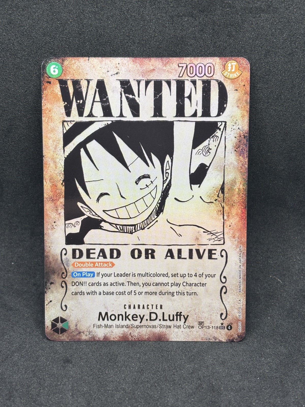 Monkey.D.Luffy Wanted Poster Card (118) (SP) OP13-118 Carrying On His Will Foil
