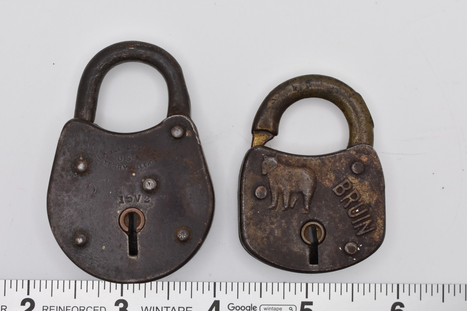 Vintage Eagle Lock Co BRUIN Padlock Lot w/ Working Keys Terryville CT Antique