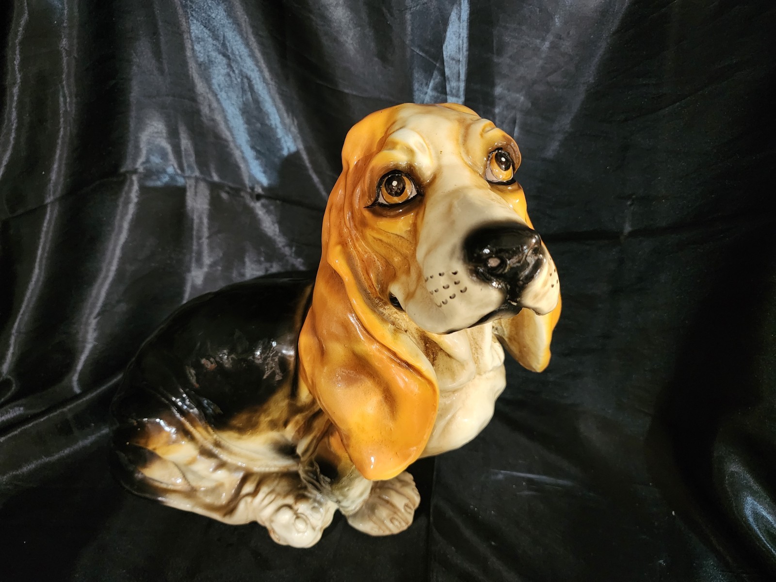 Vintage 1960\'s Marwal Basset Hound Dog Statue Chalkware Plaster Large Figure