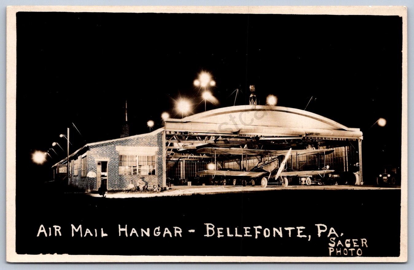 K45/ Bellefonte Pennsylvania RPPC Postcard c20s Air Mail Hangar Airplane 11 K45/ Bellefonte Pennsylvania RPPC Postcard c20s Air Mail Hangar Airplane 11
