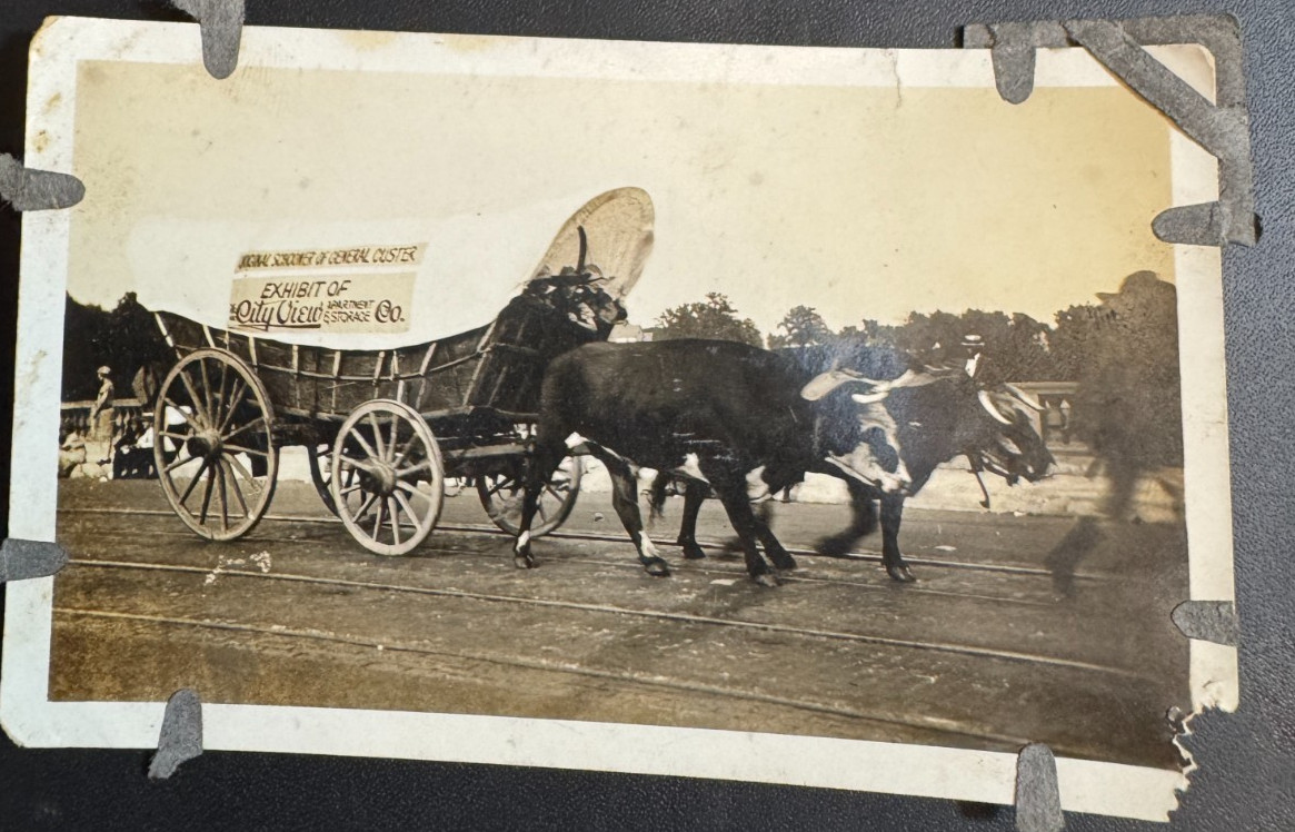 1925 Akron Ohio Centennial City View & Storage Covered Wagon Schooner 2.5x4.5