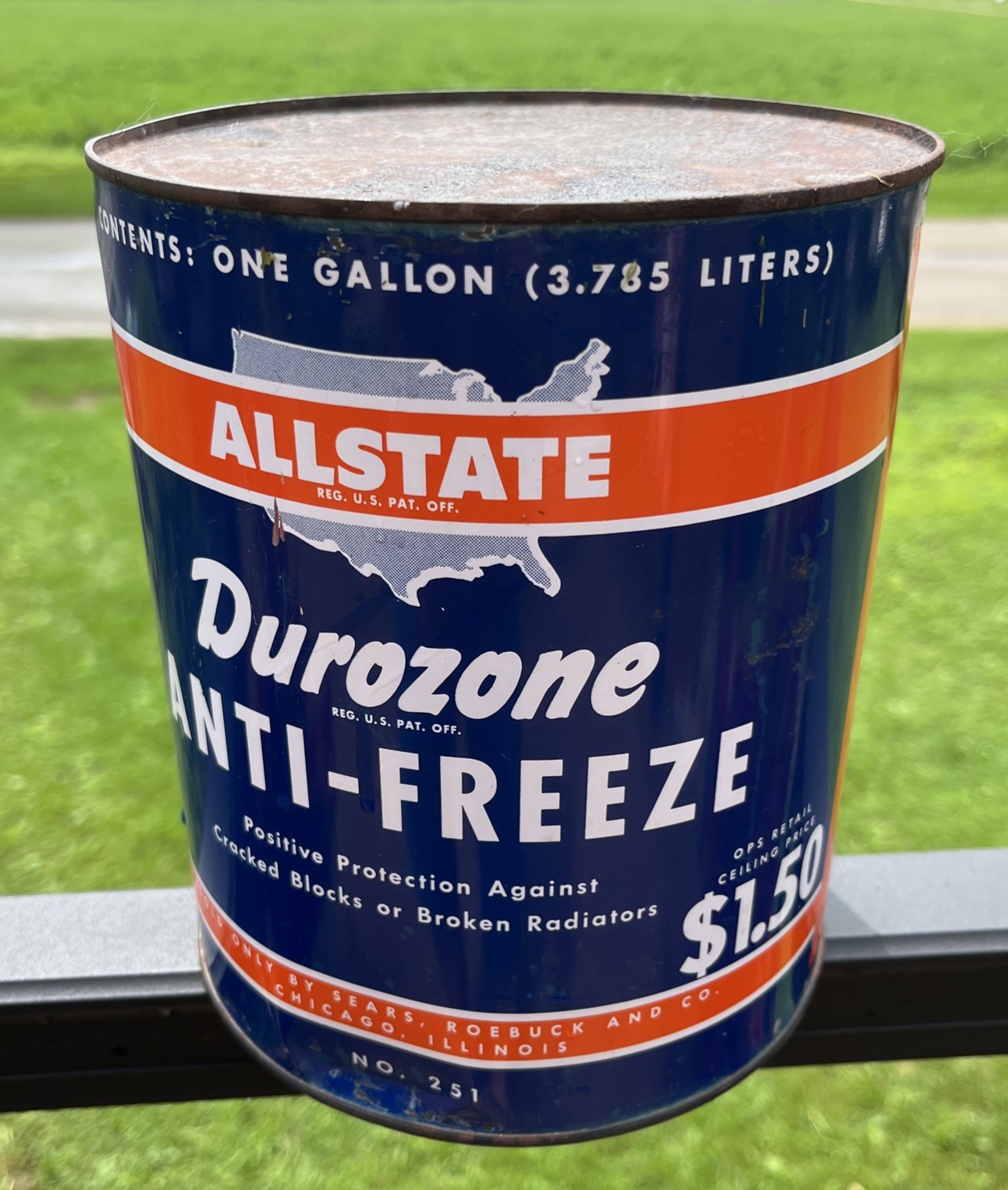 HTF Vintage All State Durozone Anti-Freeze 1 Gallon Empty Can $1.50 Pricer NICE