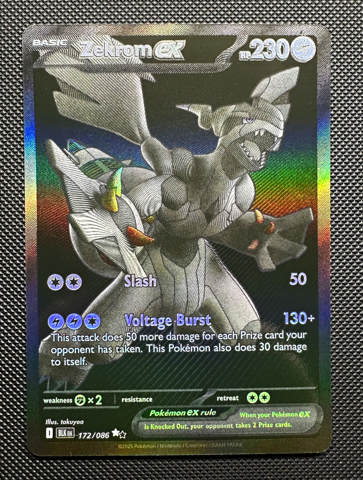 NM Pokemon Zekrom ex 172/086 BWR Hyper Rare Black Bolt English Card NM Pokemon Zekrom ex 172/086 BWR Hyper Rare Black Bolt English Card