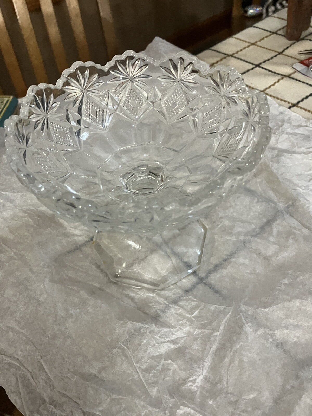 VTGCrystal Glass Dish Bowl Round Footed Pedestal Candy Nut Trinket Clear VTGCrystal Glass Dish Bowl Round Footed Pedestal Candy Nut Trinket Clear
